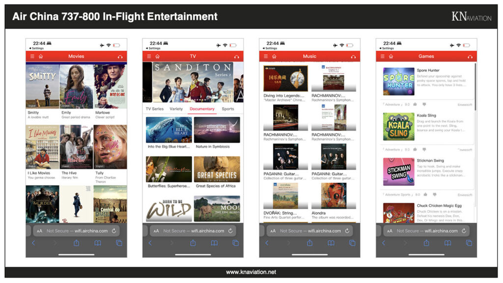 Air China 737-800 Entertainment Streaming