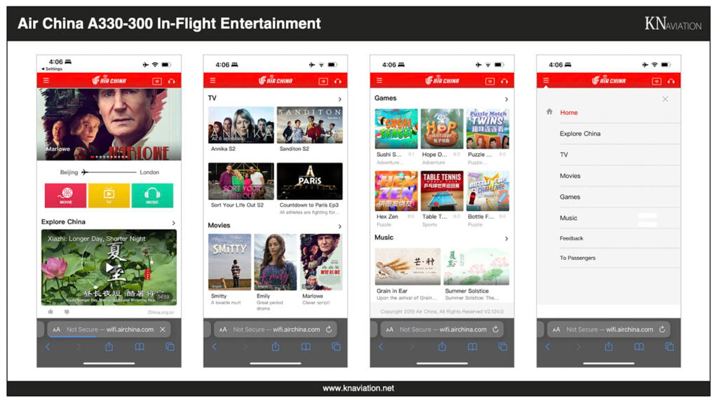 Air China A330-300 Streamed Entertainment