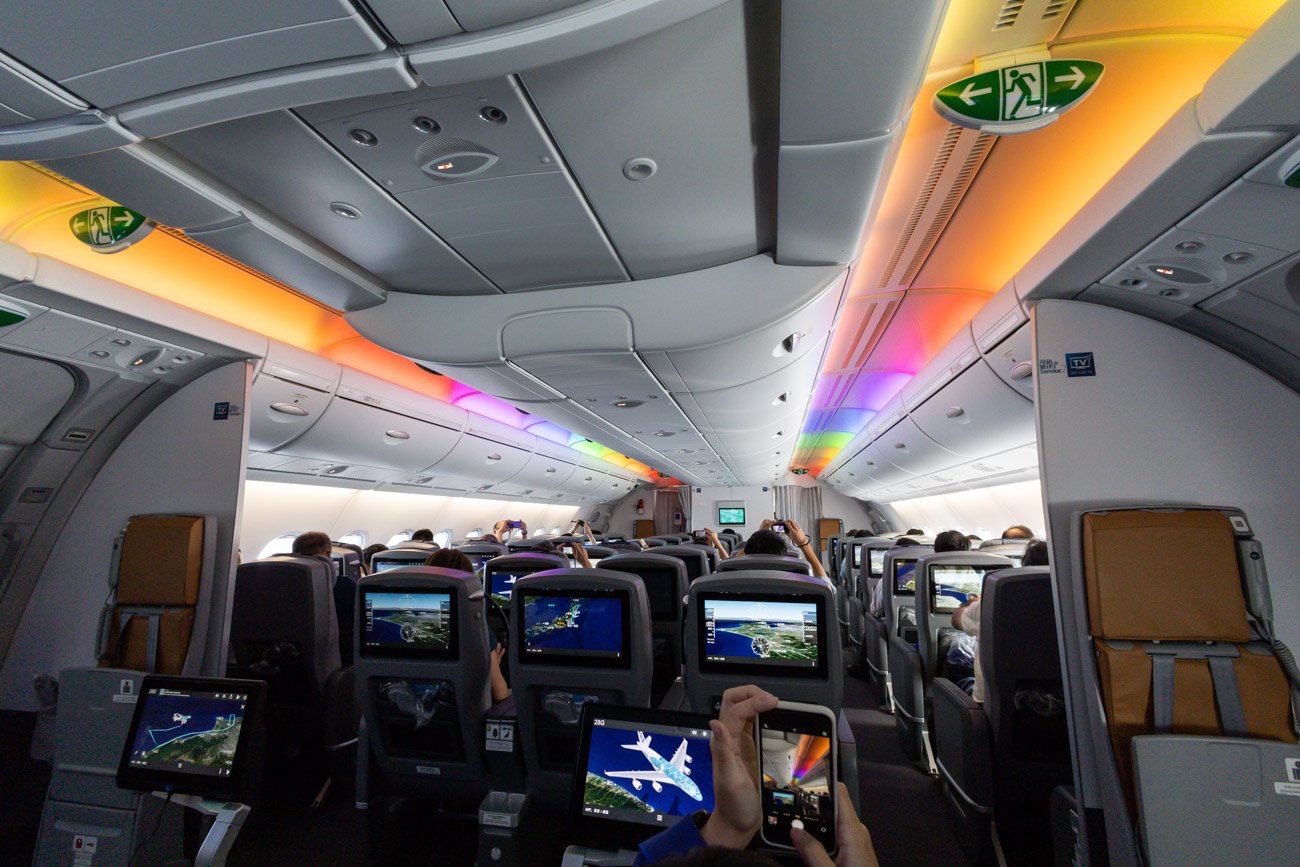 ANA A380 Charter Rainbow Cabin