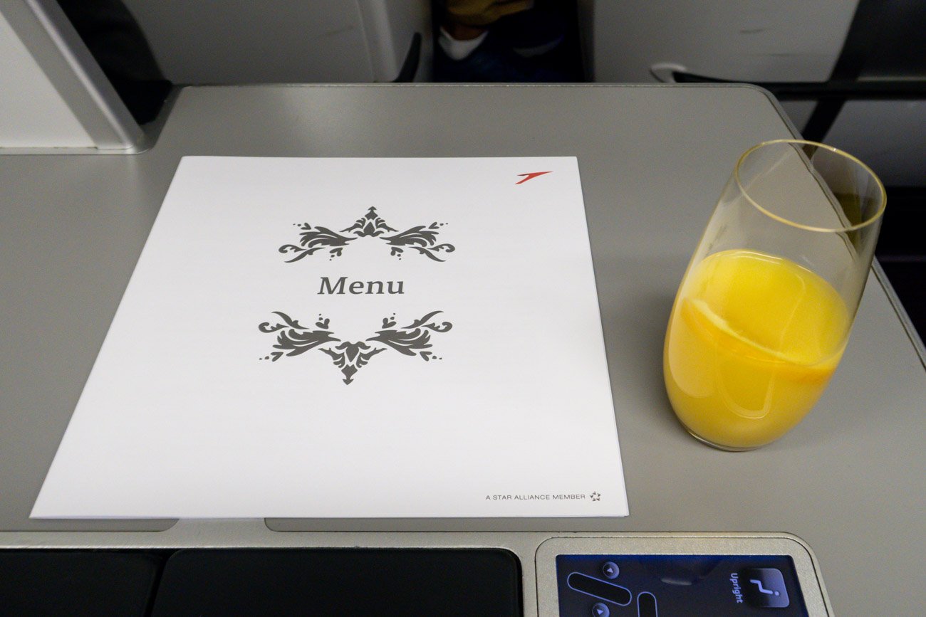 Austrian Airlines Business Class Welcome Drink