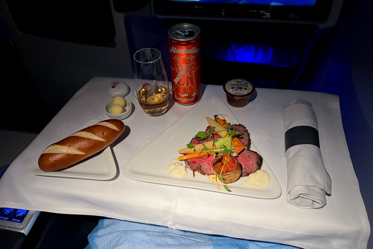 Austrian Airlines Business Class Dinner