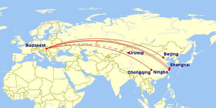 China - Hungary Flight Network