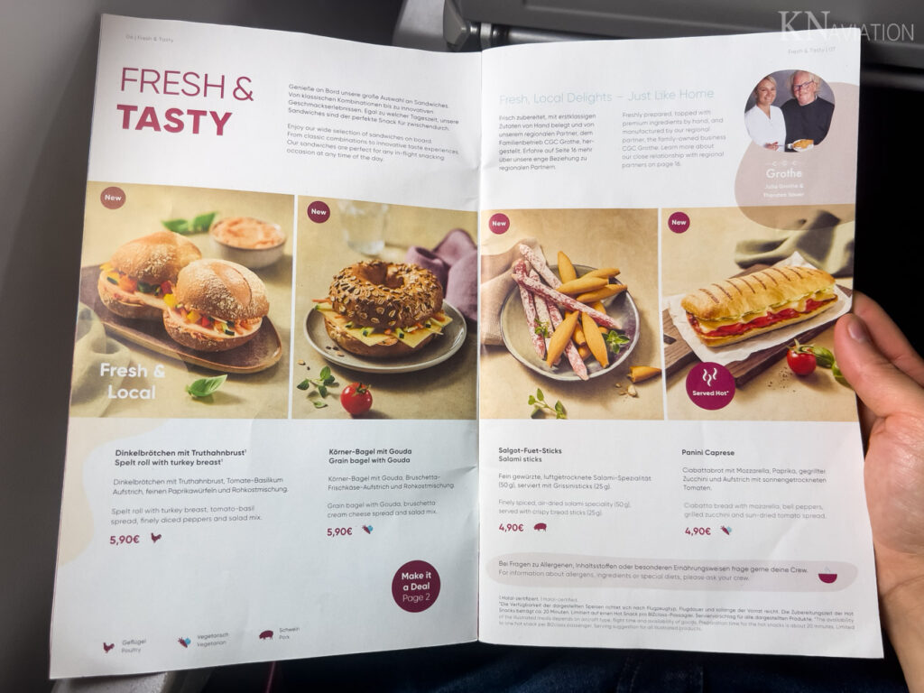 Eurowings Buy-on-Board Menu