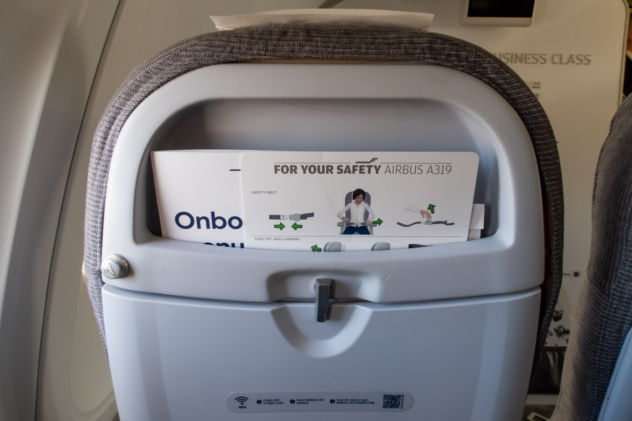 Finnair A319 Business Class Seat