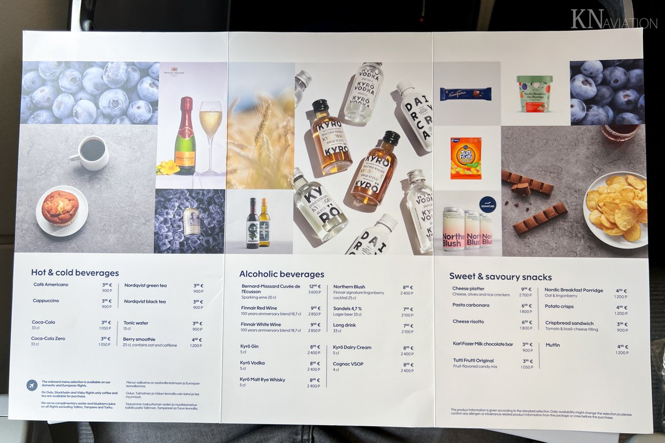 Finnair Short-Haul Economy Class Menu