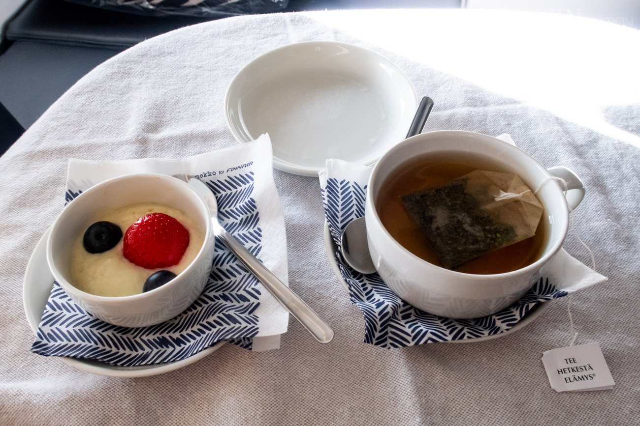 Finnair Revamped Long-Haul Business Class Dinner Dessert