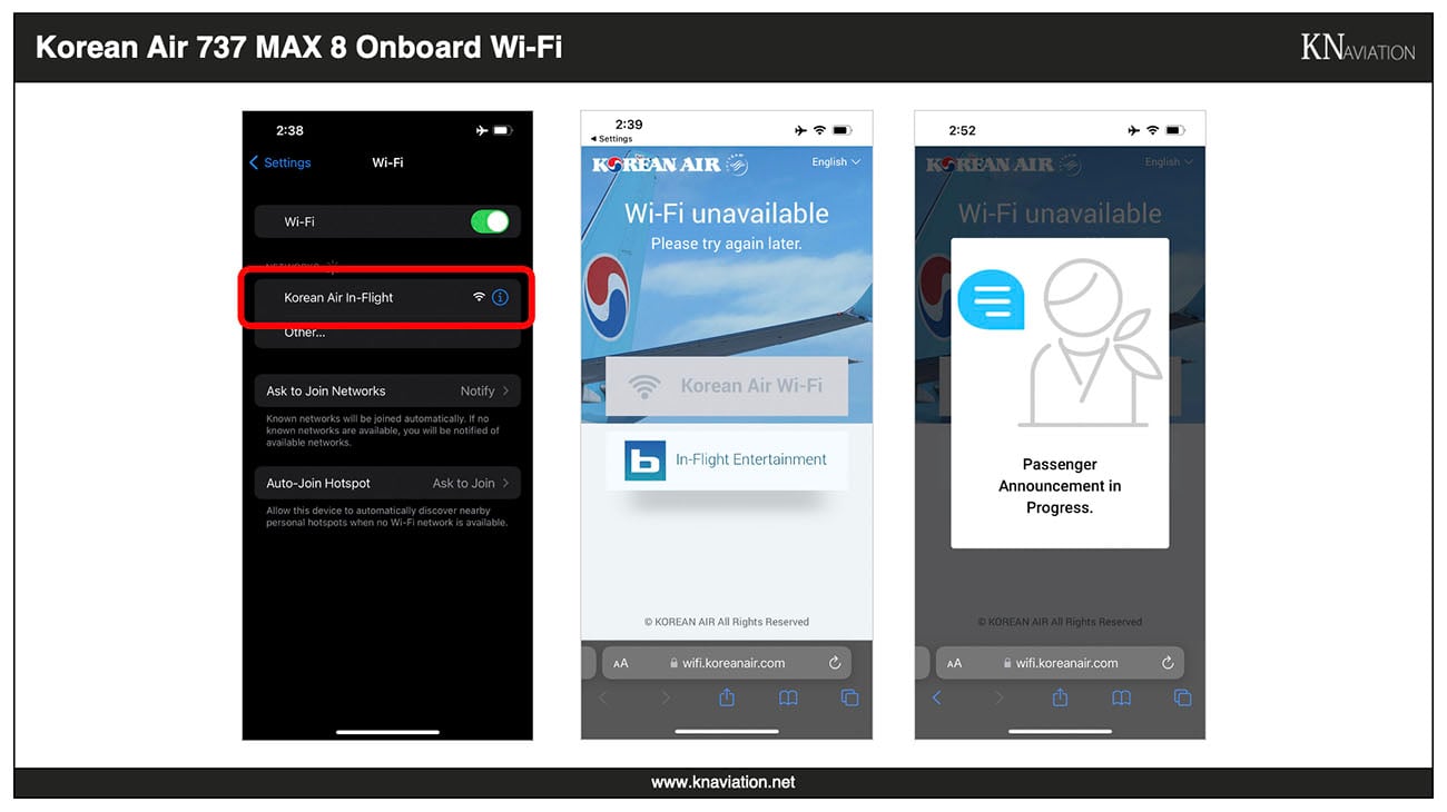 Korean Air 737 MAX 8 Onboard Wi-Fi