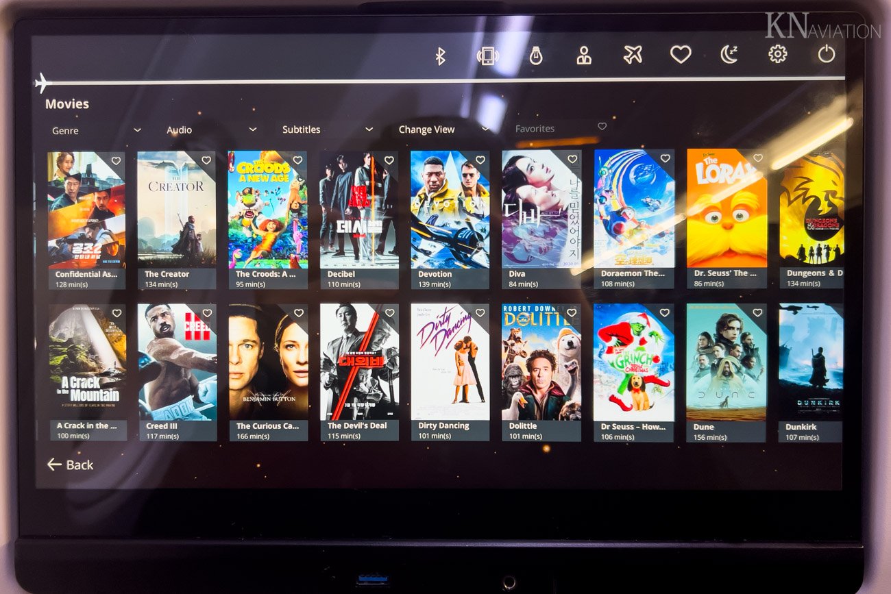 Korean Air A321neo In-Flight Entertainment Movies