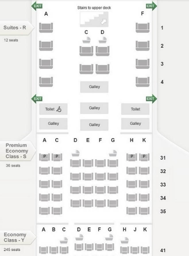 Singapore Airlines A380 Main Deck Seatmap