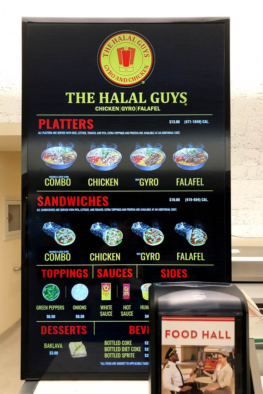 The Halal Guys Menu at TWA Hotel