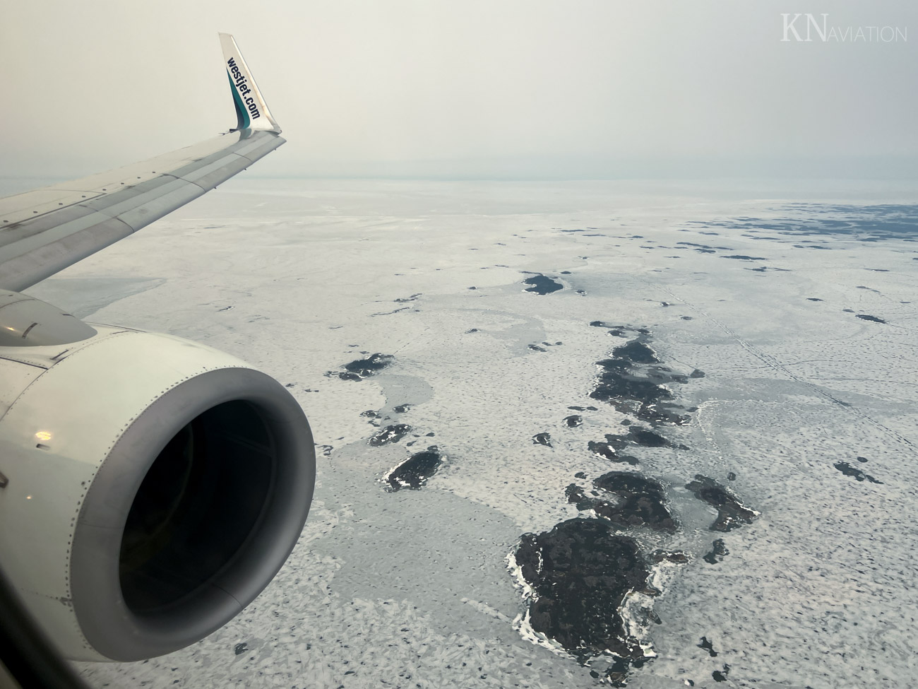 WestJet 737 Approaching Yellowknife.